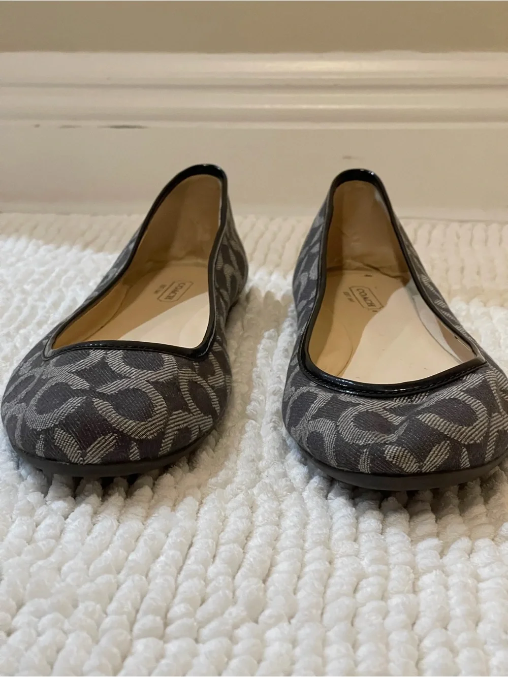 COACH Gray Signature Logo Ballet Flats